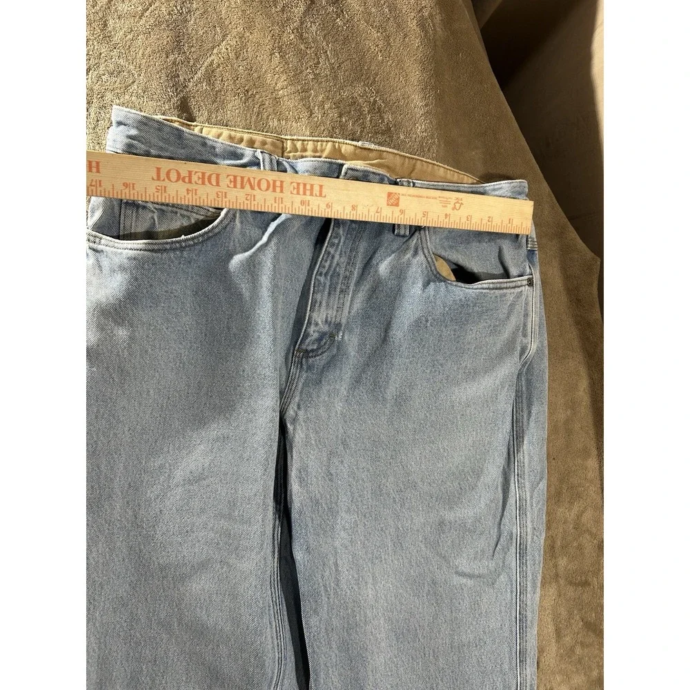 Duluth Trading Co Men's Lined Work Jeans 35x32 Light Wash Blue Heavyweight Denim
